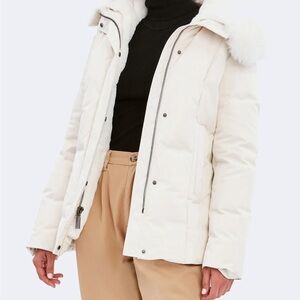 Around town or Apres Ski luxury Dawn Levy jacket in Alabaster.